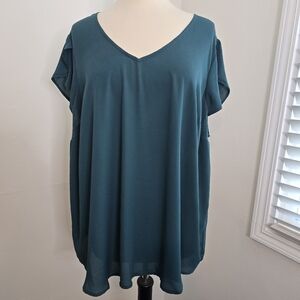 Torrid Teal V-Neck Blouse